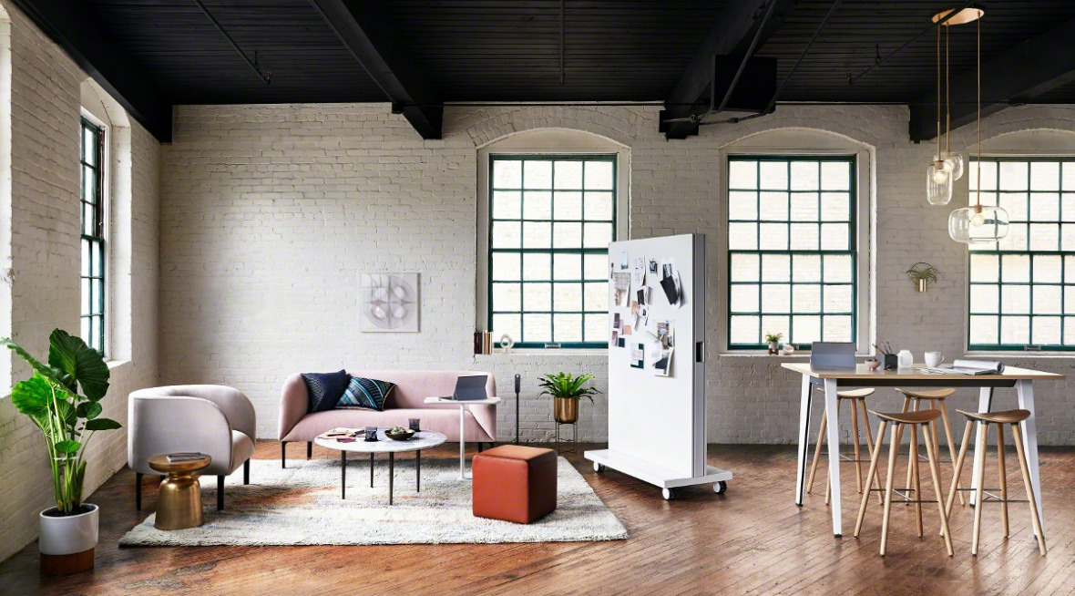 West Elm Work Collection lounge and meeting spaces adjacent