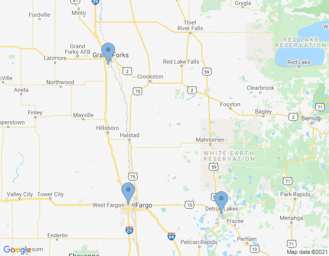 Map of Fargo, ND